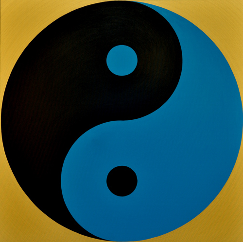 Wenlan Hu Frost - Black and Blue Yin Yang on Gold No.1 Wenlan Hu Frost - Black and Blue Yin Yang on Gold No.1