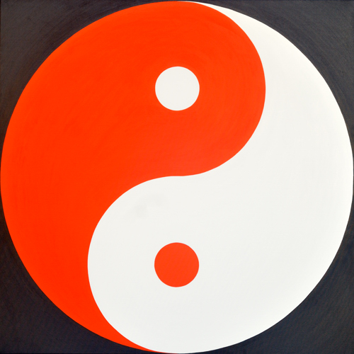 Wenlan Hu Frost - Orange and White Yin Yang on Black No.1 Wenlan Hu Frost - Orange and White Yin Yang on Black No.1